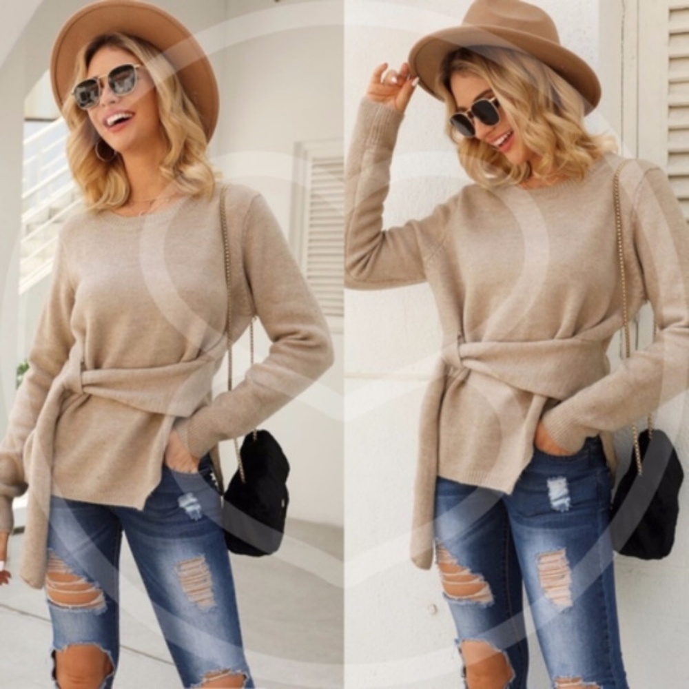 #18 Cozy side tie Sweater Top - Picture 1 of 3